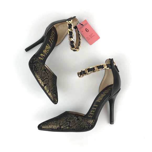 NEW {Sam & Libby} Metallic Snake Chain Heels - Picture 2 of 8